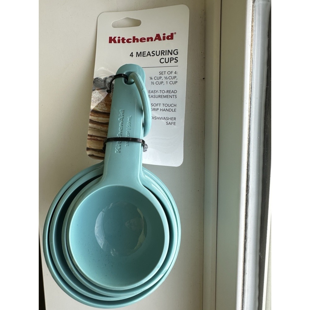 KitchenAid 4 Measuring Cups Set Aqua Sky Teal‎ Blue Dishwasher Safe NWT